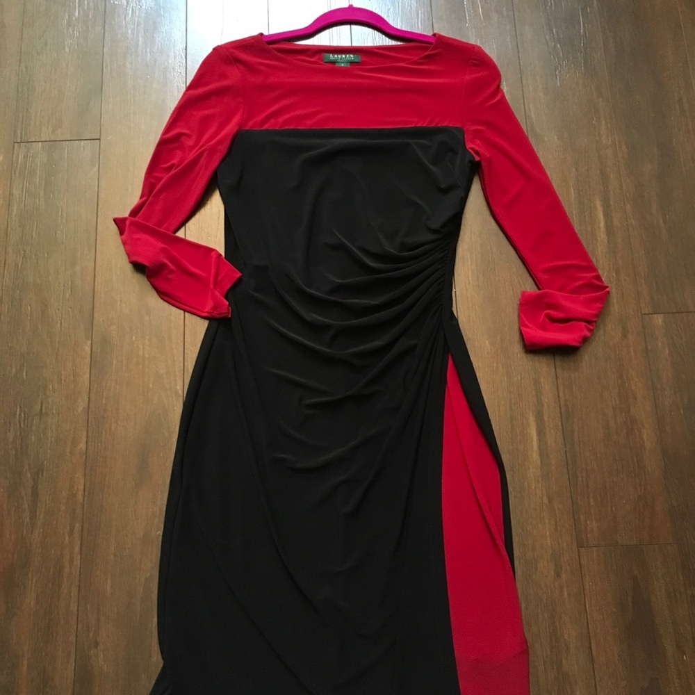 Black and red knee length dress